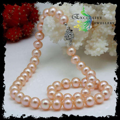 EXCLUSIVE JEWELLERY - Genuine Natural AKOYA Pink Pearl Necklace