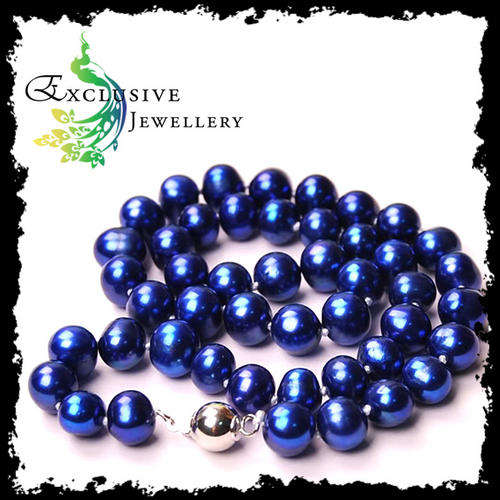 EXCLUSIVE JEWELLERY - AA+ 8-9mm PEACOCK BLUE AKOYA PEARLS NECKLACE