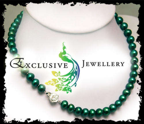 EXCLUSIVE JEWELLERY - RARE 8-9mm Peacock Green Akoya Cultured Pearl Necklace