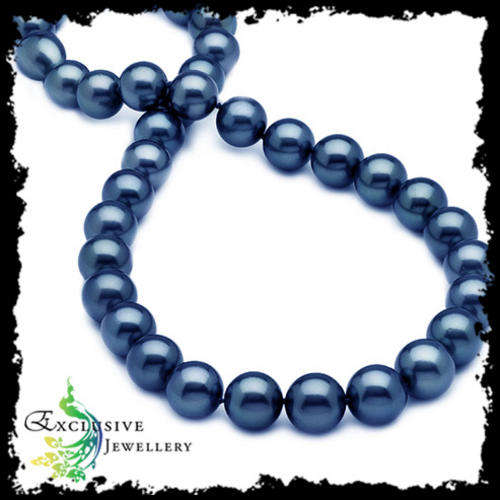 EXCLUSIVE JEWELLERY - 8mm PEACOCK BLUE AKOYA PEARLS NECKLACE