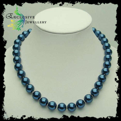 EXCLUSIVE JEWELLERY - LARGE 12mm Dark Blue South Sea Shell Pearl Necklace