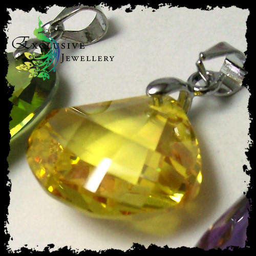 EXCLUSIVE JEWELLERY - 18.75 CT. 14.8mm x 16.9mm Yellow Citrine Cubic Zirconia Shell Pendant