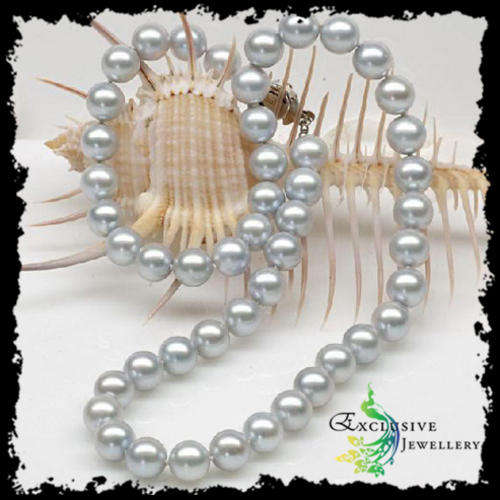 EXCLUSIVE JEWELLERY - Rare! Grey Silver South Sea Shell Pearl Necklace