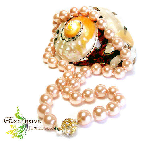 SAVE 33% - 10mm Apricot East Sea Shell Pearl Necklace 19" AAA