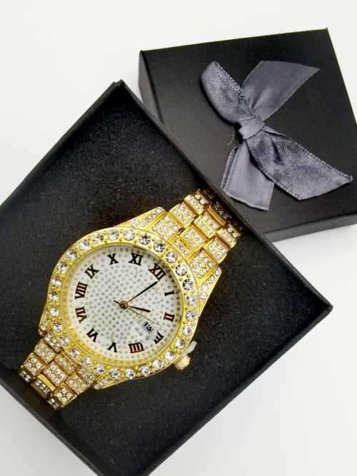 Diamante Decor Roman Numerals Quartz Watch