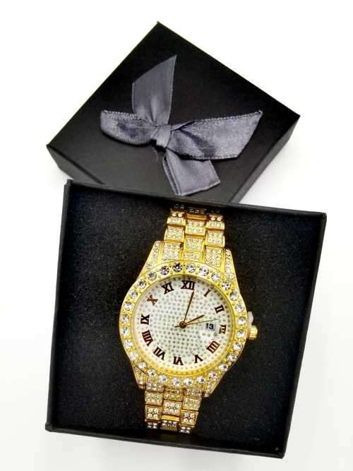 Diamante Decor Roman Numerals Quartz Watch