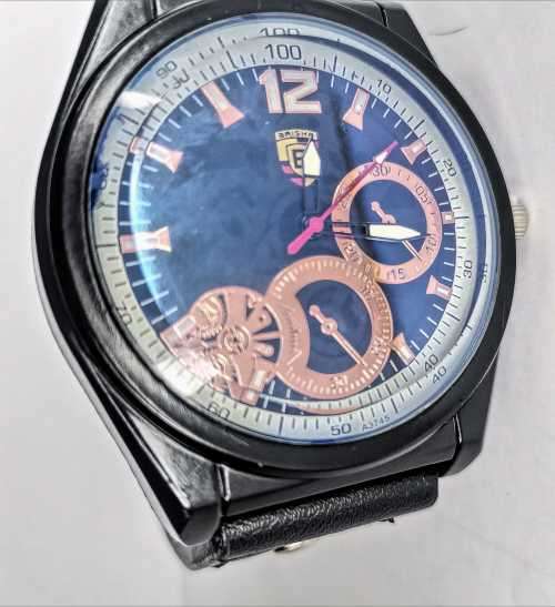 Mens mechanical design blackstrap wristwatch