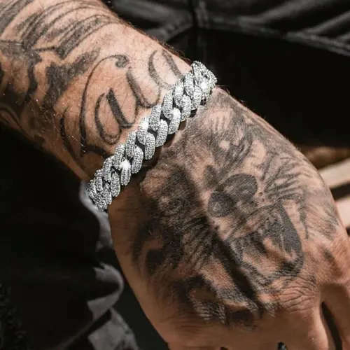 ICED OUT SILVER CUBAN LINK BRACELET