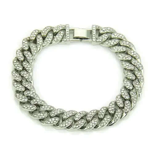 ICED OUT SILVER CUBAN LINK BRACELET