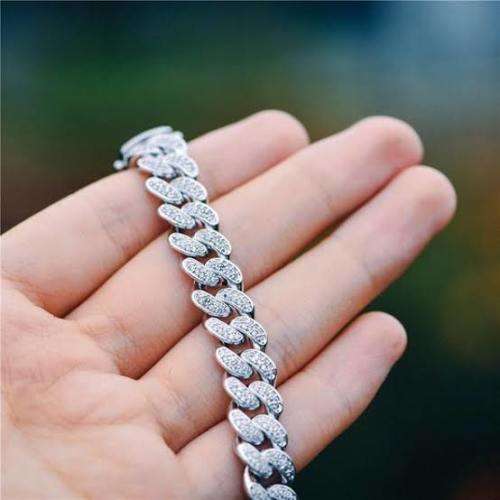 ICED OUT SILVER CUBAN LINK BRACELET