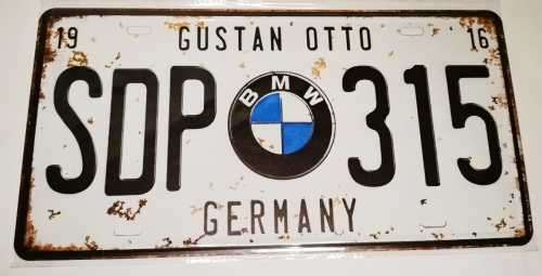 BMW vintage design metal license plate