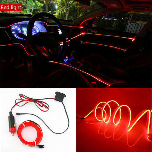 LED Car Interior Atmosphere Glow EL Wire Neon Strip Light (COLOR.: Red)