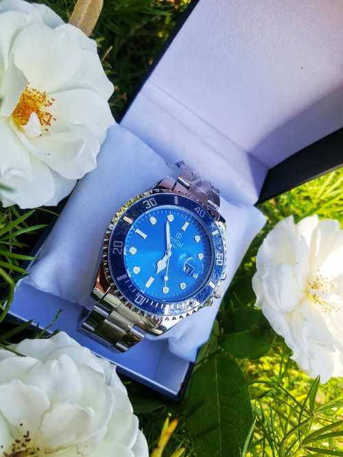 Initial Blue Ocean Rotating Bezel Analog wrist watch