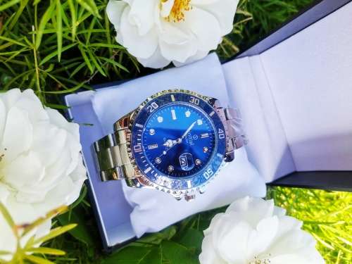Initial Blue Ocean Rotating Bezel Analog wrist watch