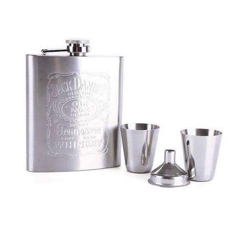 JACK DANIELS Portable Stainless Steel Hip Flask Set