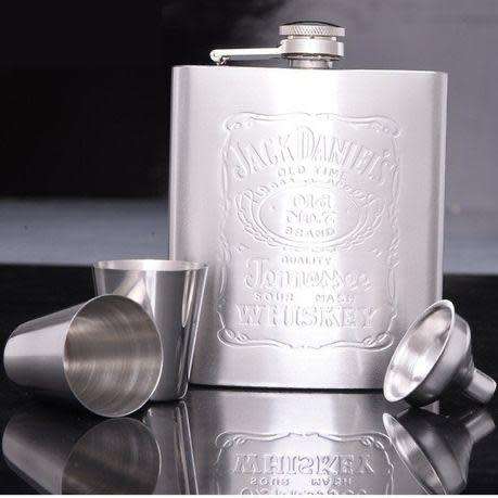 JACK DANIELS Portable Stainless Steel Hip Flask Set