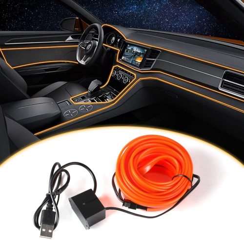 LED Car Interior Atmosphere Glow Wire Neon Strip Light (COLOR.: orange)