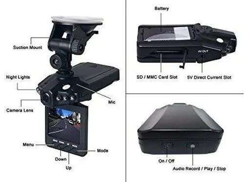 Vehicle Dash Cam HD Portable DVR with 2.5` TFT LCD Screen