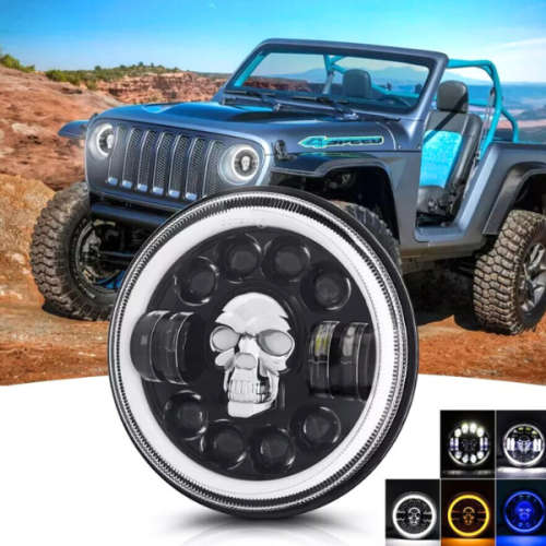 1pcs 7 inch Round RGB Skull Headlight bulb