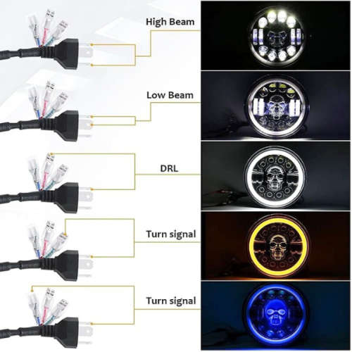 1pcs 7 inch Round RGB Skull Headlight bulb