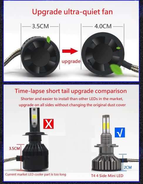 T4 H7 Auto Headlamp LED Headlight Bulbs 2 Pin