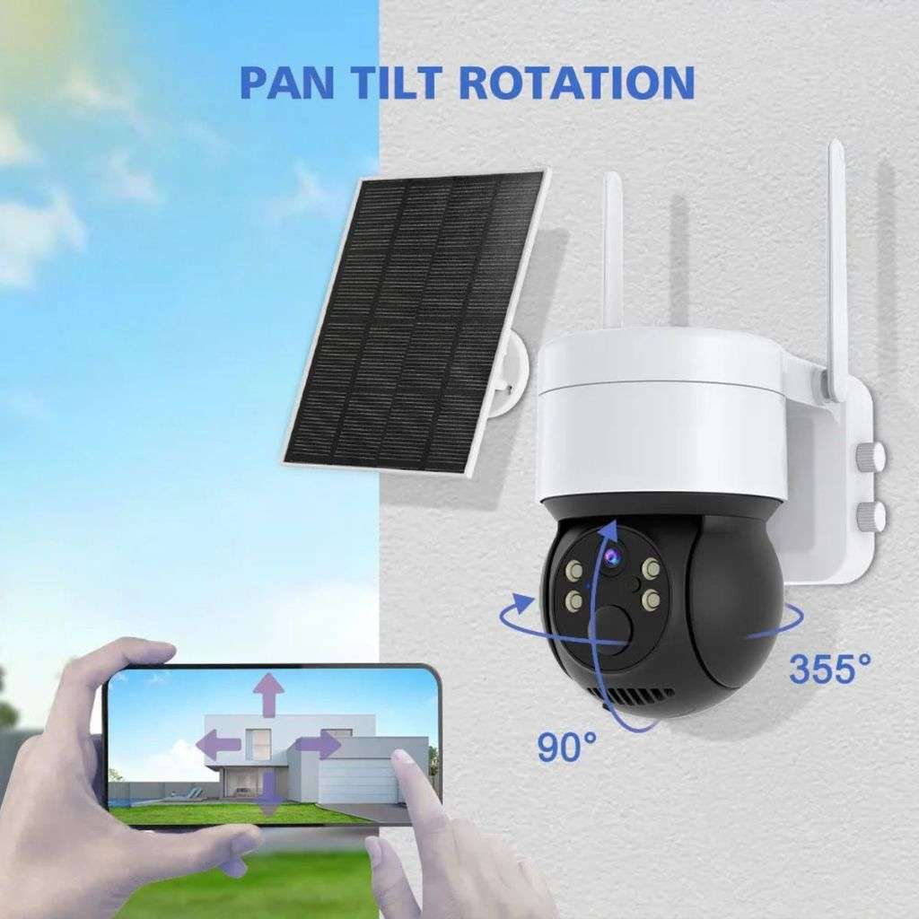 Wireless Solar Security Camera 5MP 1080P With Color Night Vision & 8GB Card