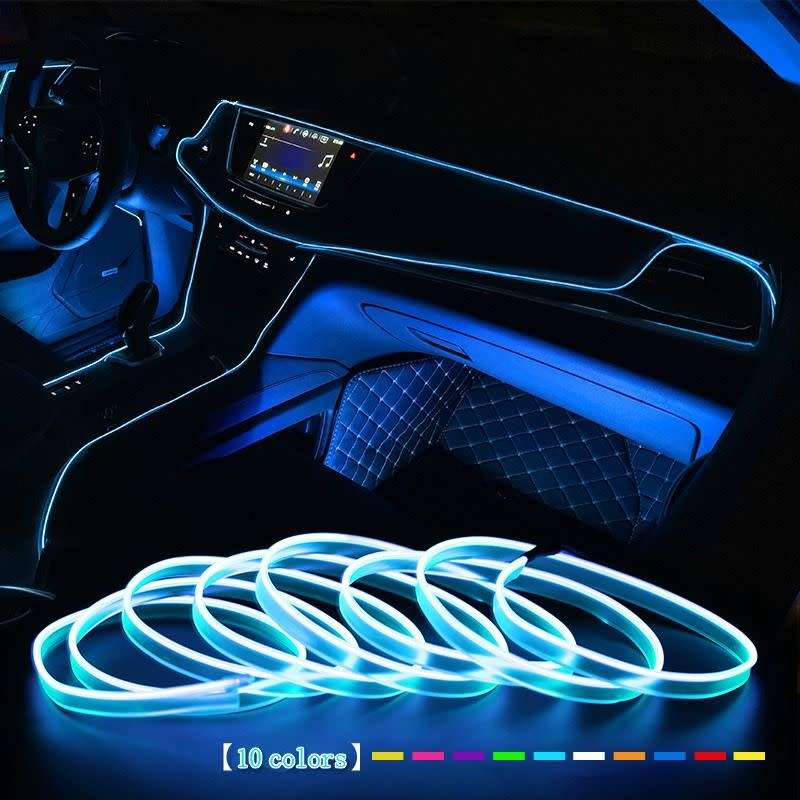 2M Cold Light Flexible LED Strip Light For Car Decoration EL Wire Connector - Blue