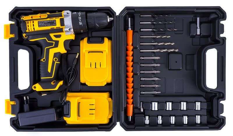 26 Pc Wireless Drill Set With 2 Battery Packs, Carry Case