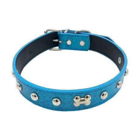 combo Deal 2 x 51cm Glitter Blue Adjustable Beautiful & Comfortable Dog Collar