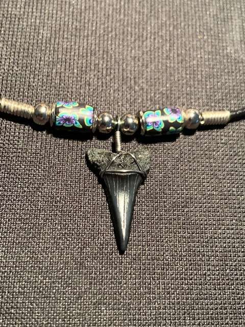 Great White FOSSIL SHARK TOOTH PENDANT NECKLACE