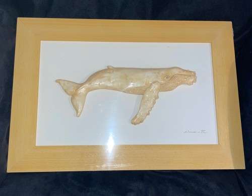 Framed Decorative Ceramic Humpback Whale Sculpture Figure Marine Fish Ocean