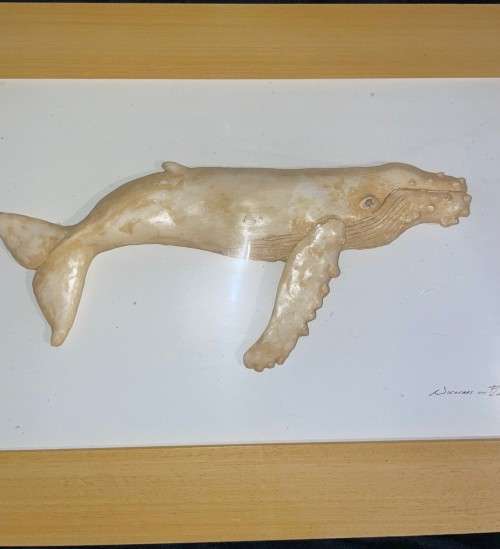 Framed Decorative Ceramic Humpback Whale Sculpture Figure Marine Fish Ocean