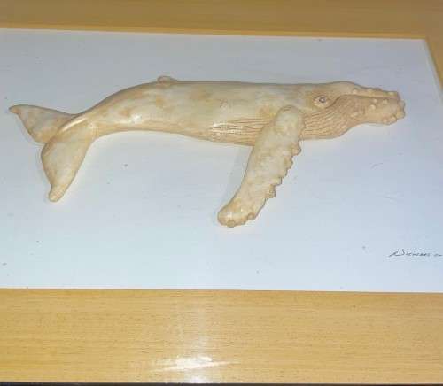 Framed Decorative Ceramic Humpback Whale Sculpture Figure Marine Fish Ocean