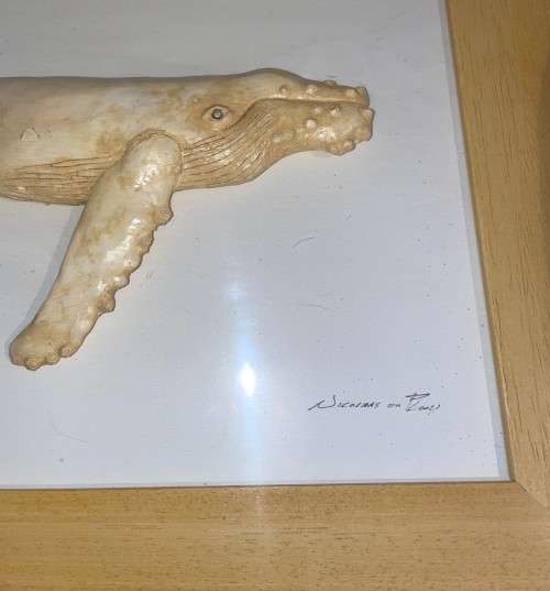 Framed Decorative Ceramic Humpback Whale Sculpture Figure Marine Fish Ocean