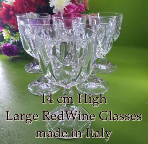 Large Crystal Wine Glasses made in Italy (6)