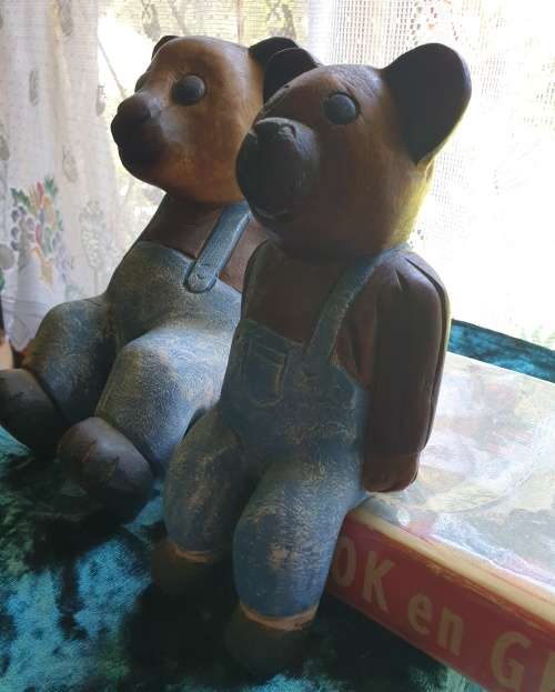 Two Solid Wood Teddy Bears (so cute)