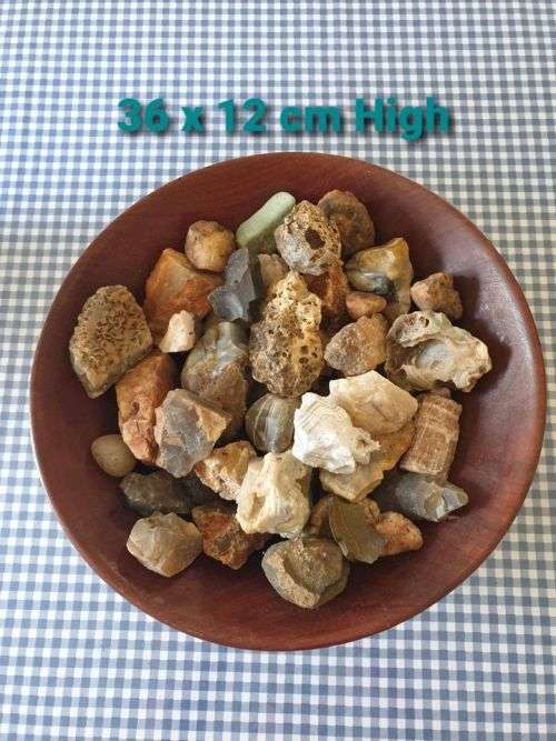 Wooden Bowl with Crystals