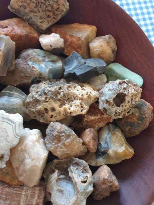 Wooden Bowl with Crystals