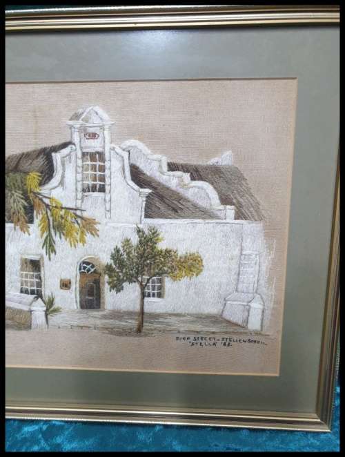 Vintage  Handmade Embroidered Framed Wall Art  1988