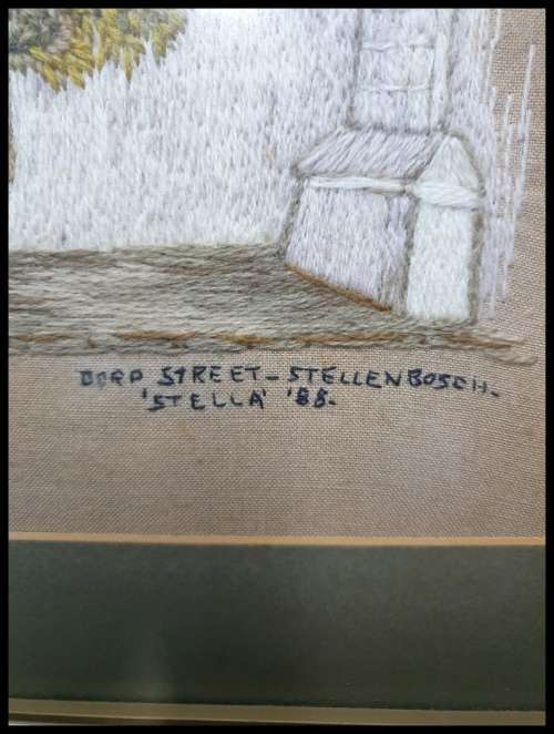 Vintage  Handmade Embroidered Framed Wall Art  1988