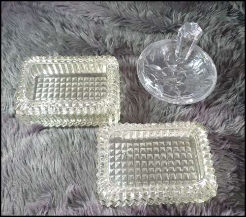 3 Glass Items for Dressing Table