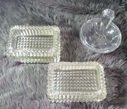 3 Glass Items for Dressing Table