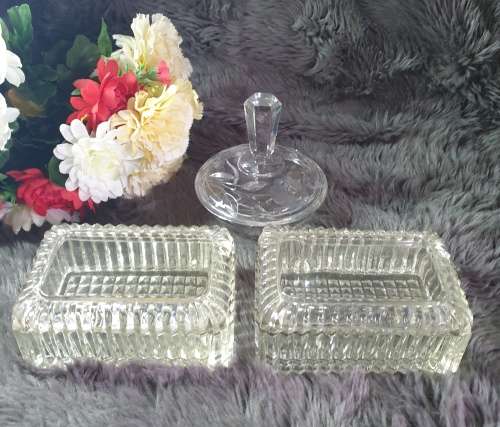 3 Glass Items for Dressing Table
