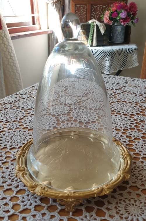 Heavy Metal Tray with Glass Dome