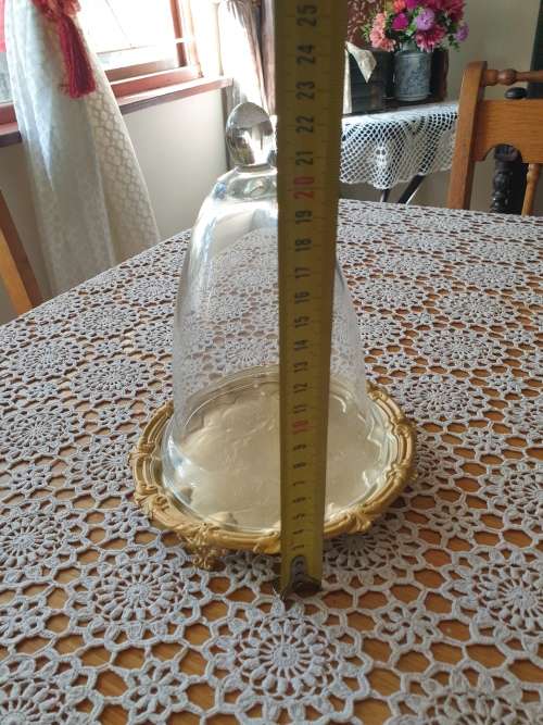 Heavy Metal Tray with Glass Dome