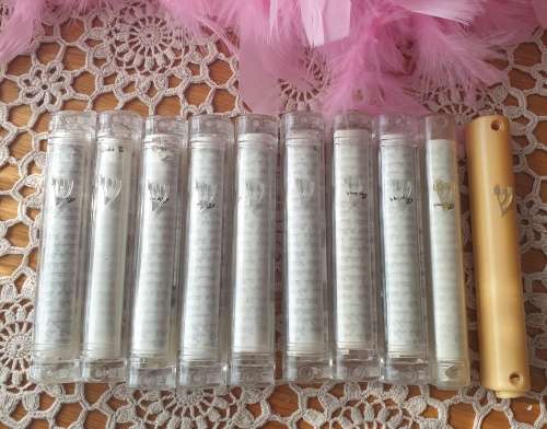 Transparent Jewish Mezuzah Cases with Scrolls  Ornament Hebrew Shin Israel Judaica Protection