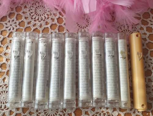 Transparent Jewish Mezuzah Cases with Scrolls  Ornament Hebrew Shin Israel Judaica Protection