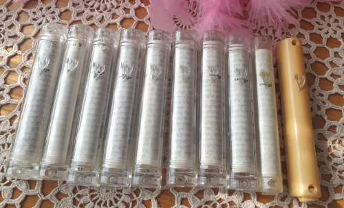 Transparent Jewish Mezuzah Cases with Scrolls  Ornament Hebrew Shin Israel Judaica Protection