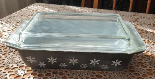 Vintage Pyrex Black Snowflake Bowl