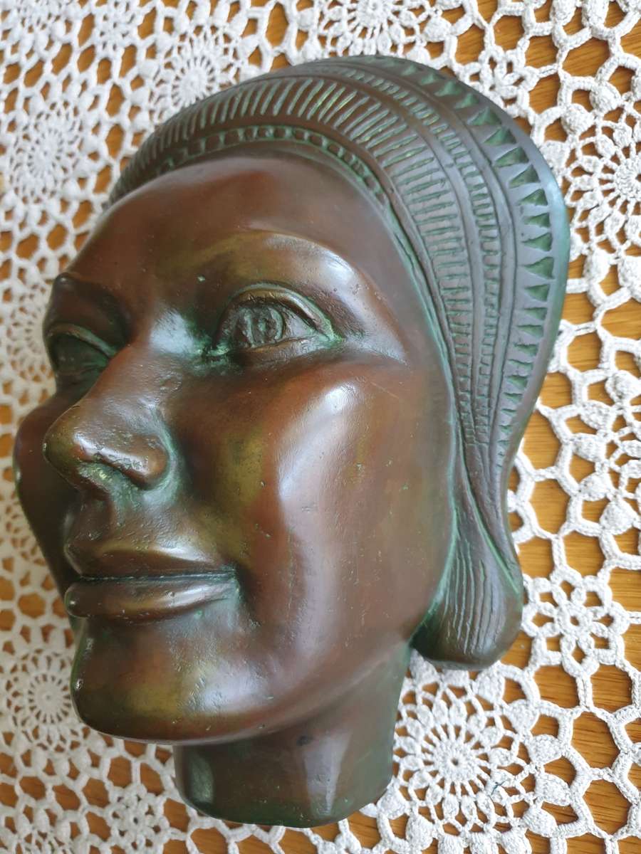 BRONZE FACE MASK | VINTAGE | SIGNED |